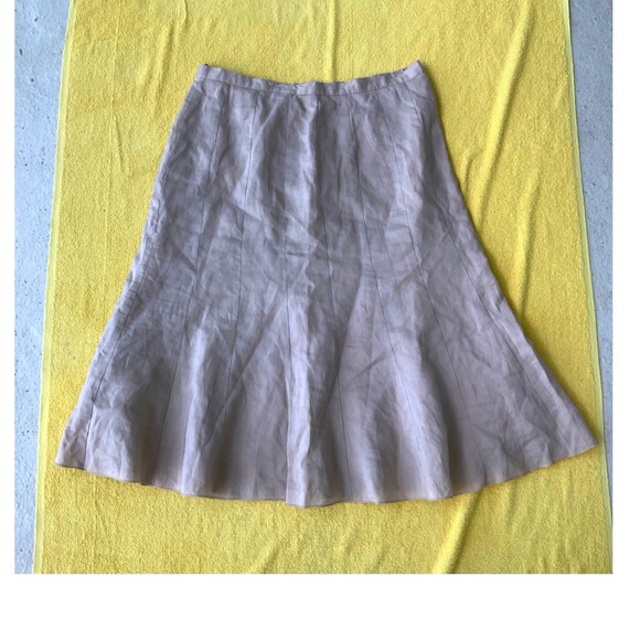 CLEOPATRA 100% Linen A Line Midi Skirt Beige Size L - Picture 7 of 7